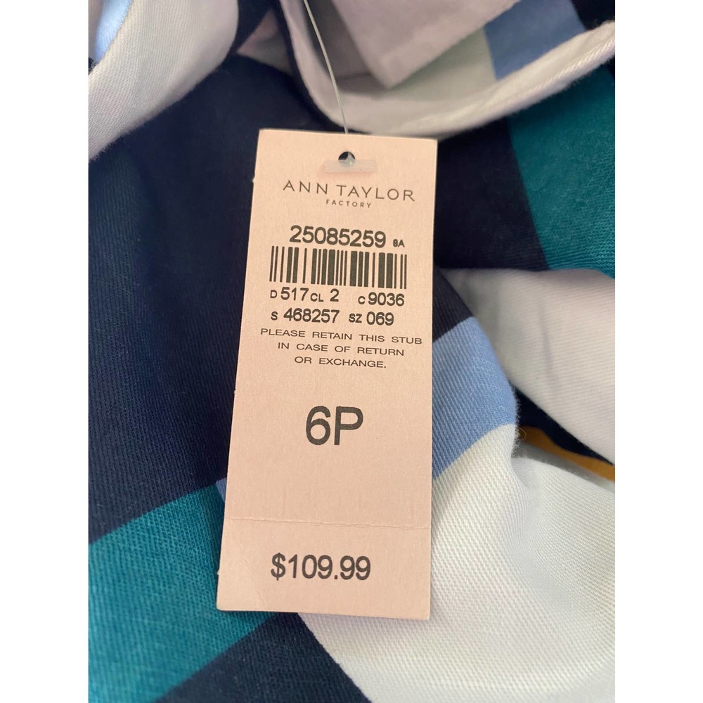 NWT Ann Taylor Factory Geometric Design Cotton/Linen Lined Dress (Size 6P) - Picture 8 of 8